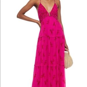 BA&SH Open Strappy Back Maxi Dress - Fuschia - Blue - Black